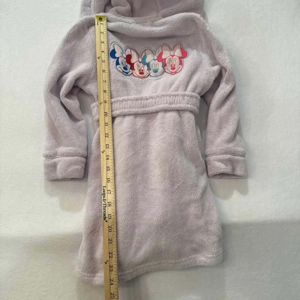 Disney Minnie Mouse Pink Minky Fleece Girl's Bathrobe, Robe SZ 6